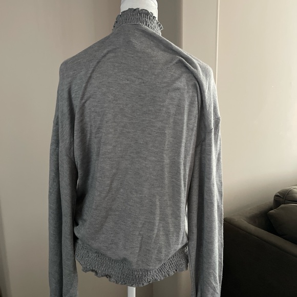 Gray Ruffled Sweater, Medium, NWT, casual Dress Long Sleeve Top - Picture 2 of 5
